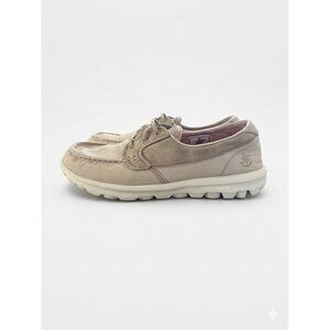 Skechers GOwalk Shoes Womens Size 8.5 Beige Canvas Walking Sneakers Boat